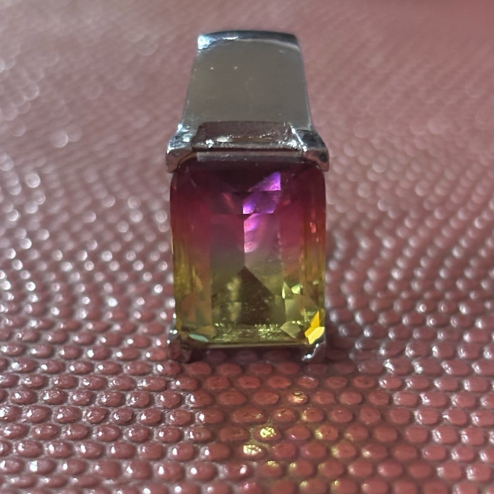 Emerald Cut Bicolor Gemstone Ring - image 2